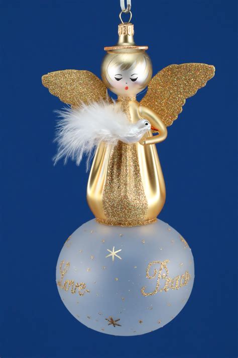 Soffieria De Carlini Vintage Angel On Ball With Dove Ornament The Lamp Stand