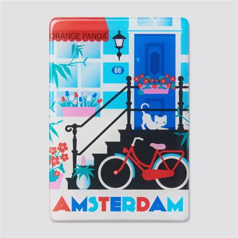 Epoxy Fridge Magnet Amsterdam Canal Houses Jordaan Tulips Orange