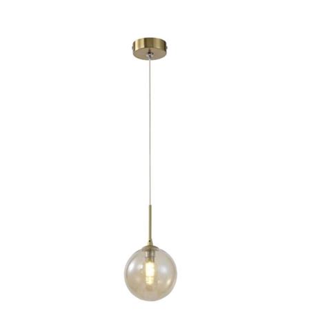 Pendente Ball Dourado Globo De Vidro Ambar G Lavabo Zan Acende A