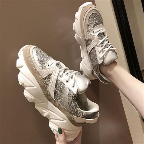 Women Platform Chunky Sneakers 5cm High Lace Up Casual Vulcanize Shoes Luxury Designer Old Dad