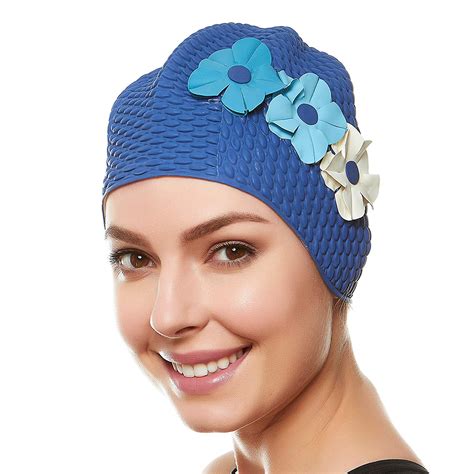 Beemo Swim Bathing Caps For Women Girls Retro Style Latex Bubble