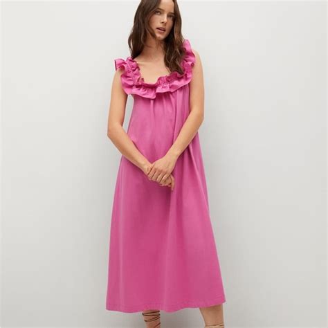 Mango Dresses Mng Mango Margot Pink Ruffle Off Shoulder Midi Poshmark