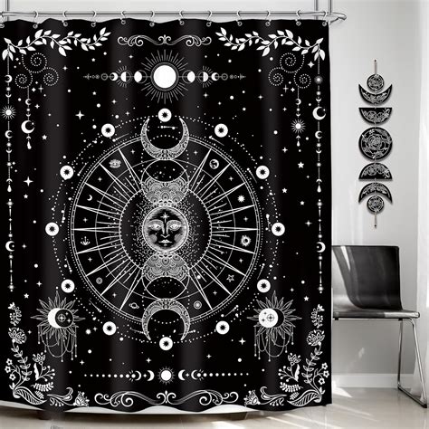 Amazon LGhtyro Mysterious Moon Phase Shower Curtain Bathroom Set