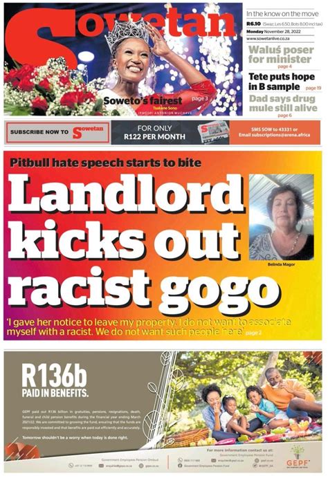 Sowetan Live On Twitter In Sowetan Tomorrow Pitbull Hate Speech