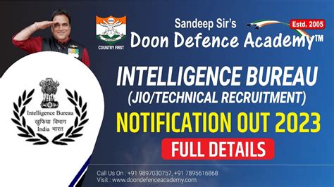 Notification Out Mha Intelligence Bureau Ib Junior Intelligence