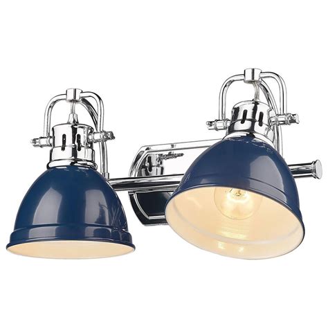 Golden Lighting Duncan 2 Light Bath Vanity With Navy Shades In Chrome Nfm