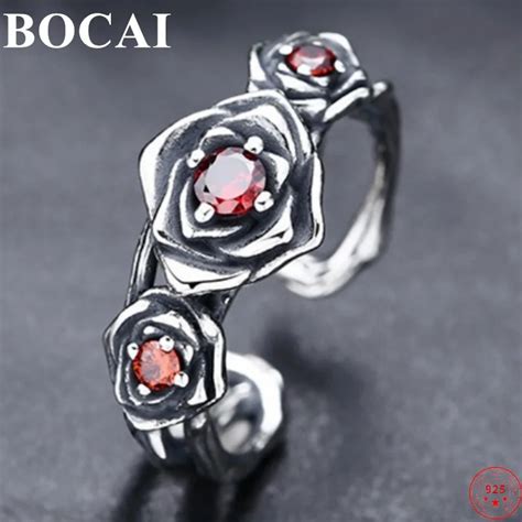 BOCAI anillos de plata de ley S925 para hombre y mujer joyería