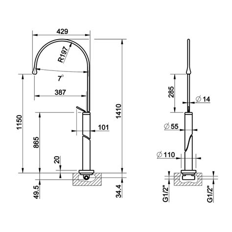 Gessi Goccia Miscelatore Lavabo A Pavimento H P Cm