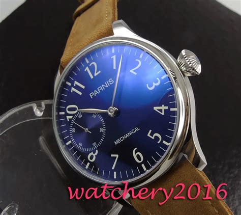 New Mm Parnis Blue Dial Arabic Numerals Mineral Crystal Jewels