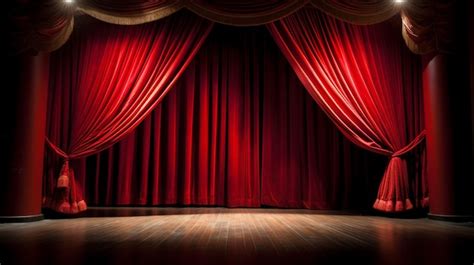 Premium Photo | A stage with red curtains and a red curtain.