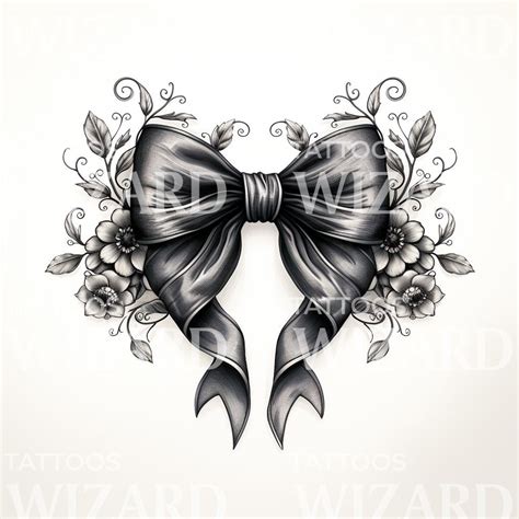 Black and Grey Lovely Bow Tattoo Design – Tattoos Wizard Designs