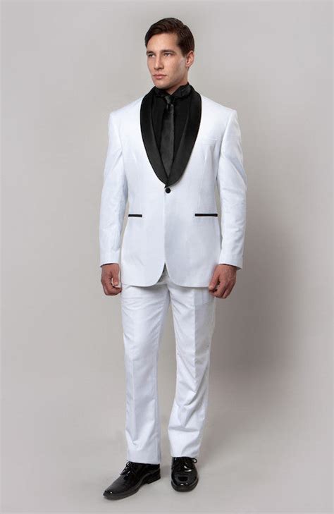 White 1 Button Shawl Lapel Slim Fit Tuxedo Wedding Tuxedos Grooms Tux Flex Suits