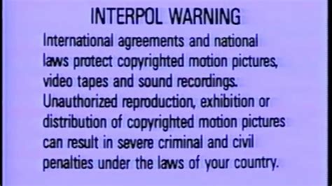 Fbi Warning Interpol Warning Screens Youtube