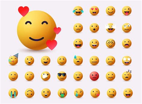 Gran Conjunto De Iconos De Sonrisas De Emoticones Conjunto De Emoji De