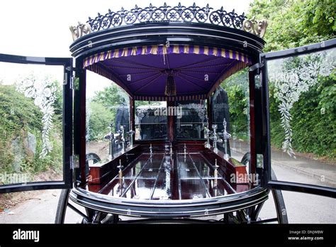 Empty interior of traditional horse-drawn hearse Stock Photo - Alamy