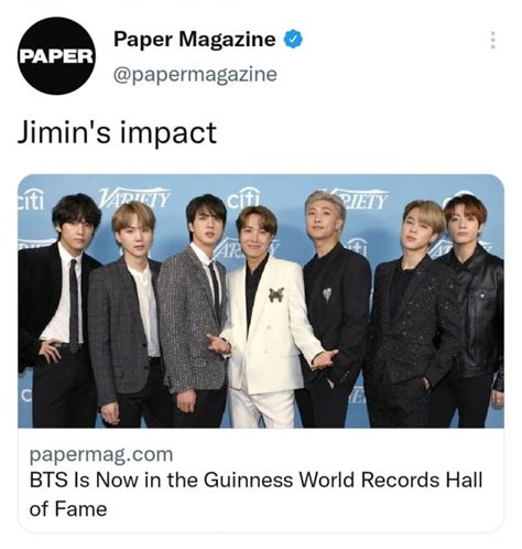 방탄소년단 英기네스 월드 레코드 명예의 전당 등재 美언론 지민 단독 조명 Jimins Impact 텐아시아