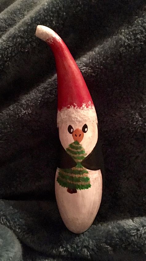 Painted Penguin Gourd Ornament Christmas Ornament Crafts Gourd Art