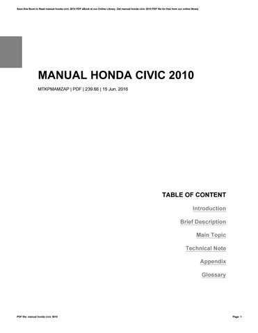 Manual honda civic 2010 by Rodney - Issuu