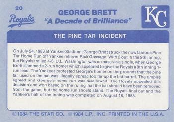 1984 Star Company George Brett Pine Tar Game (back) – Wax Pack Gods