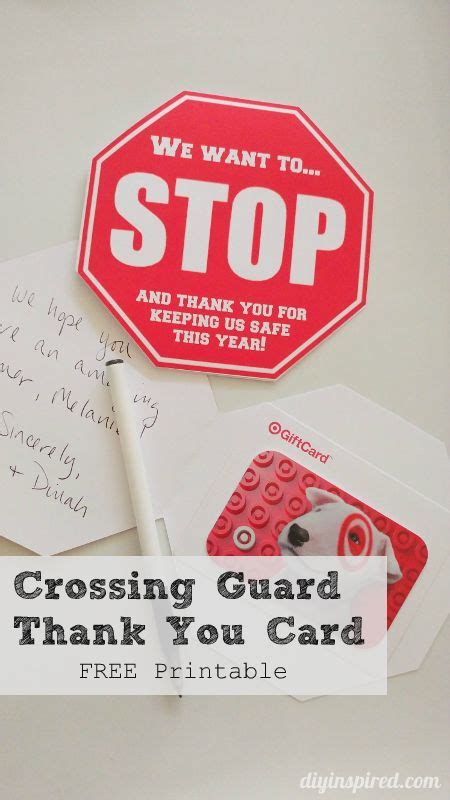 Crossing Guard Thank You Card School Gifts Printable Thank You Cards