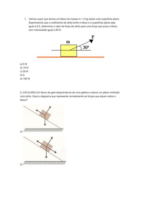 Atividade De Aula Atrito No Plano Inclinado Pdf