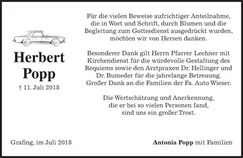 Traueranzeigen Von Herbert Popp Trauer Merkur De