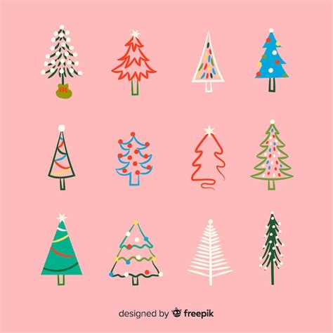 Colecci N De Rboles De Navidad Dibujados A Mano Vector Gratis