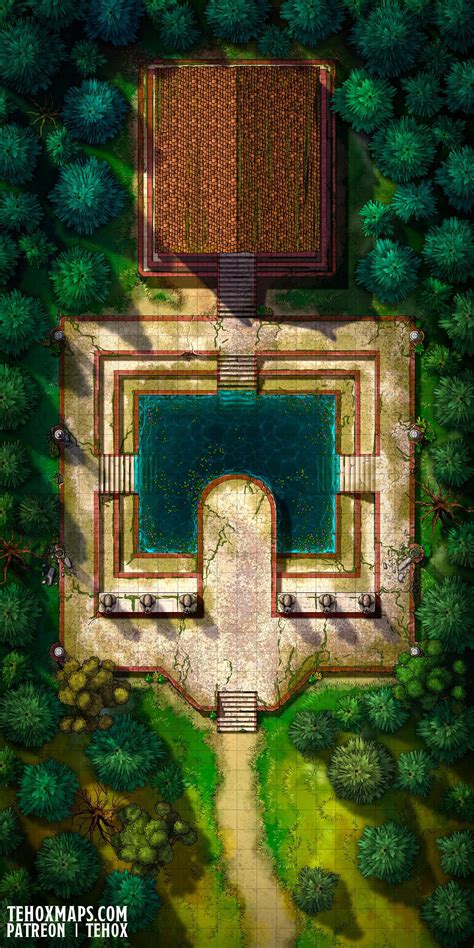 Temple In The Forest 2 24x48 Tehox Maps In 2024 Fantasy Map