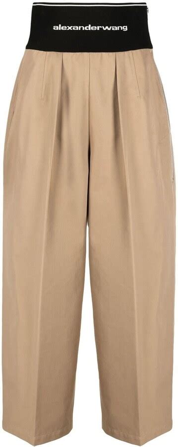 Alexander Wang Logo Waistband Wide Leg Trousers Shopstyle