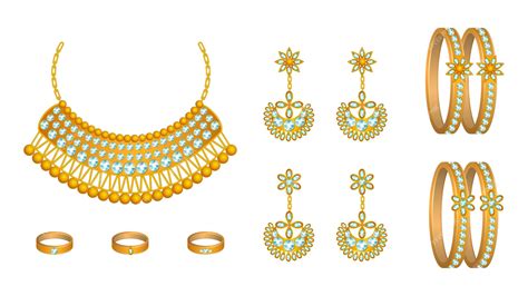 Premium Vector | Vector of realistic gold jewelry set realistic vector ...