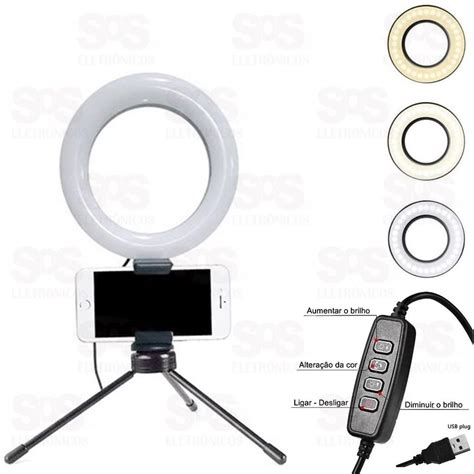 Iluminador Ring Light 16 Cm Suporte Para Celular B Max Bm Ll01