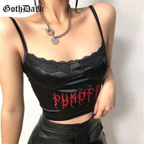 Gothic Crop Top Punk Black Lace Camis Mall Goth Grunge Etsy