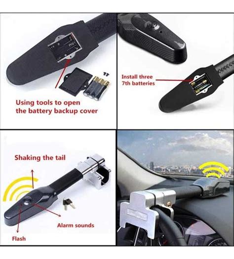 Universal Anti Theft Car Vehicle Security Steering Wheel Lock With Alarm