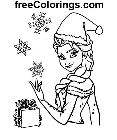 Frozen Movie Elsa Christmas Free Printable Coloring Pages