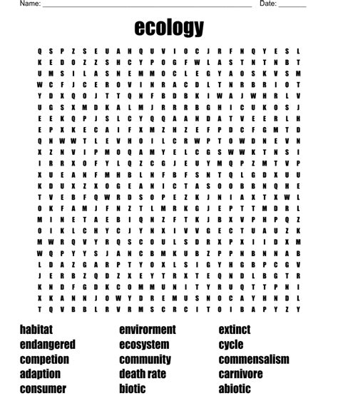 Ecology Word Search WordMint