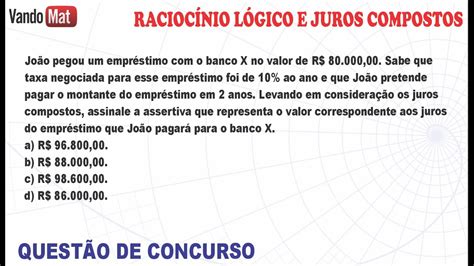 JUROS COMPOSTOS EM QUESTÃO DE CONCURSO concurso encceja enem