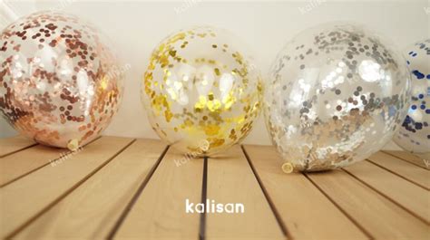 Gold Konfeti Metalik Yuvarlak Form Kalisan Balon