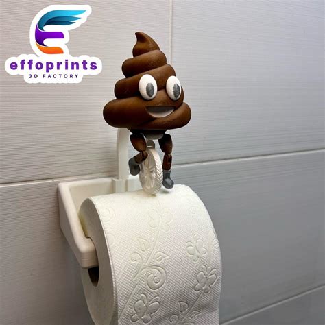 Poop Emoji Riding On Toilet Paper Hanger Gadget 3d Models Download