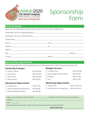 Fillable Online Free Sponsorship Request Forms In Pdfms Word