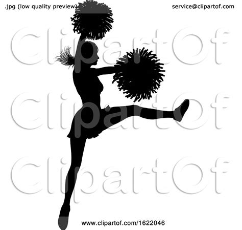 Cheerleader with Pom Poms Silhouette by AtStockIllustration #1622046