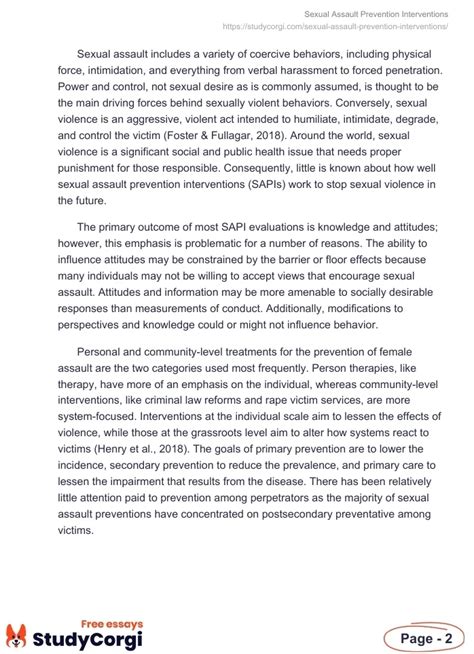 Sexual Assault Prevention Interventions Free Essay Example