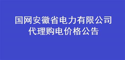 国网安徽省电力有限公司2023年8月代理购电价格公告第一周修正