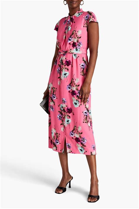 ERDEM Twisted Floral Print Crepe Midi Dress THE OUTNET