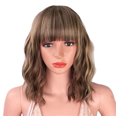 Glueless Water Wave Synthetic Hair Highlight Black Short Curly Bob Wig