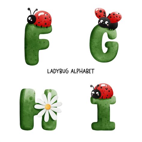 Premium Vector Ladybug Watercolor Alphabet Vector Illustration