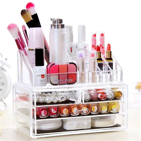 Homdox 12 Lipstick Holder Acrylic Cosmetic Organizer Drawer 3 Tiers