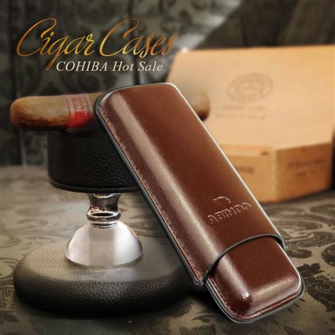 Cohiba Leather Travel Cigar Case Holder 2 Tube Humidor In Cigar