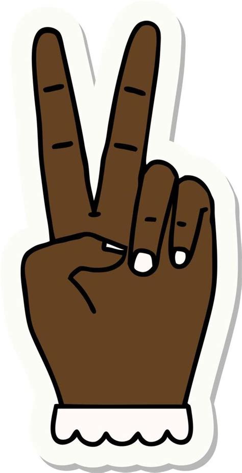 sticker of a peace symbol two finger hand gesture 12099789 Vector Art at Vecteezy