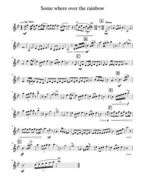 Somewhere Over The Rainbow Trumpet Solo Sheet Music For Trumpet In B