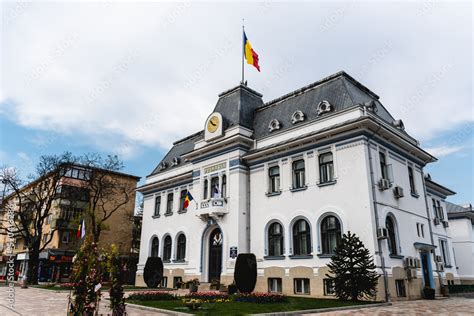 Pitesti City Hall on Victoriei Street in the city center. Pitesti ...